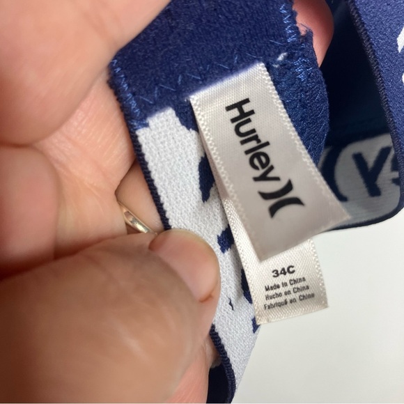 Hurley wire free bra tropical floral pattern blue pink women’s size 34C - Picture 4 of 6